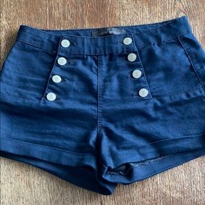 Almost Famous Navy Blue Shorts with Button Front Detail